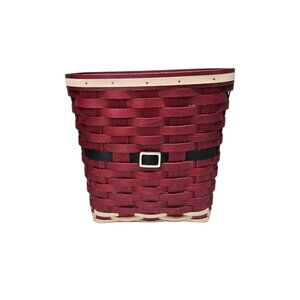 Longaberger Santa Belly Waste Basket w/Protector 11.5" Christmas Red